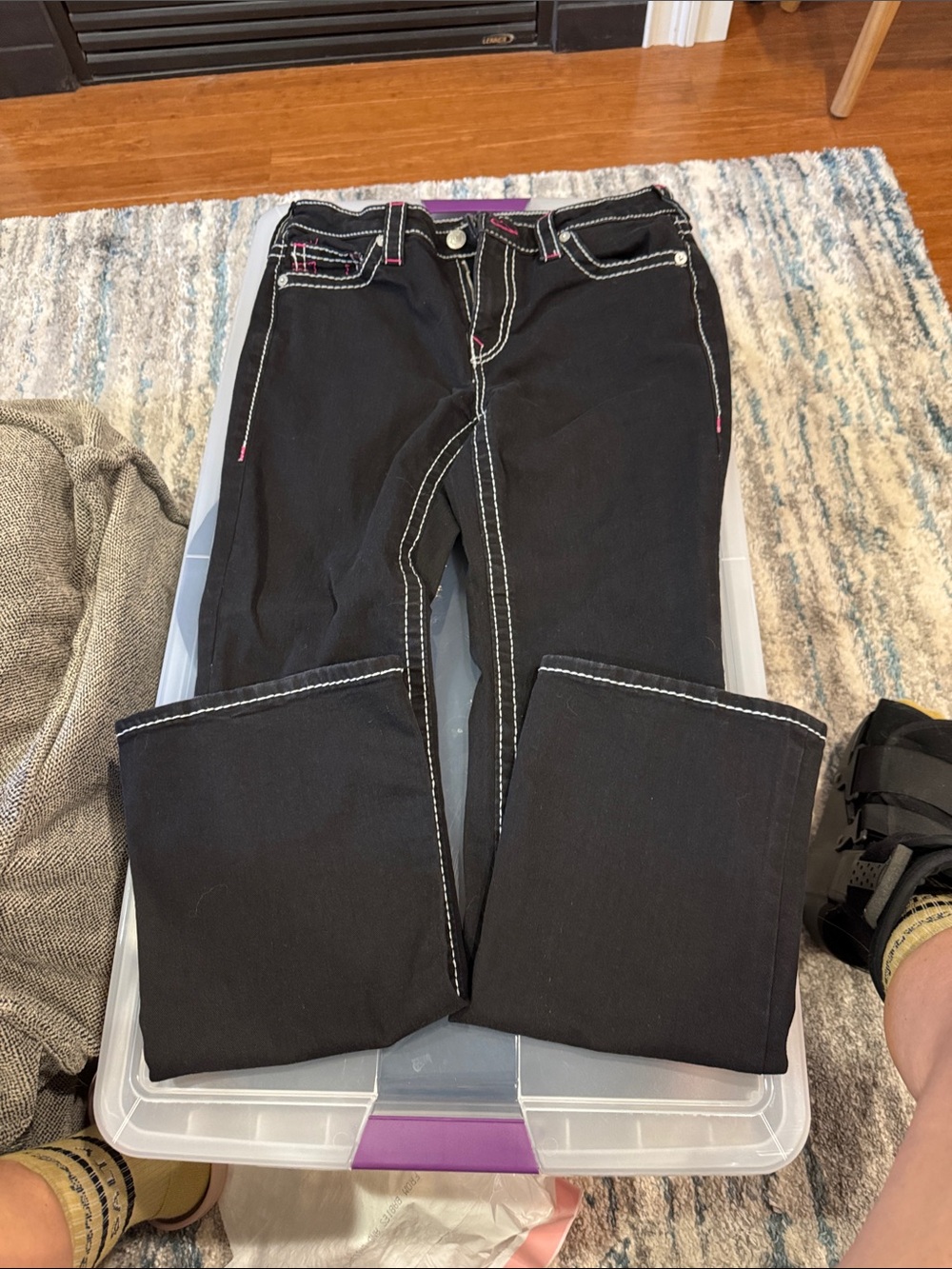 Women's Black Jeans with Contrast Stitching